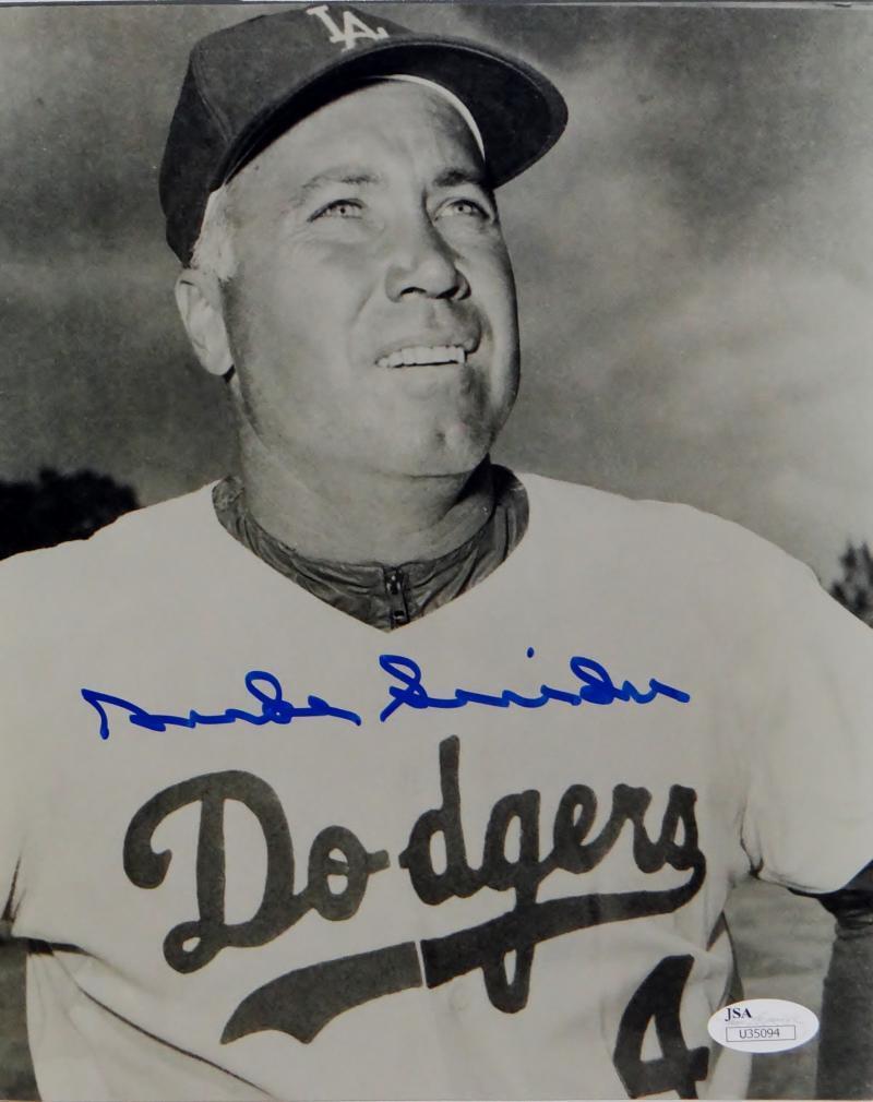 Duke Snider Autographed Dodgers 8x10 B&W Close Up Photo Poster painting- JSA Auth *Blue