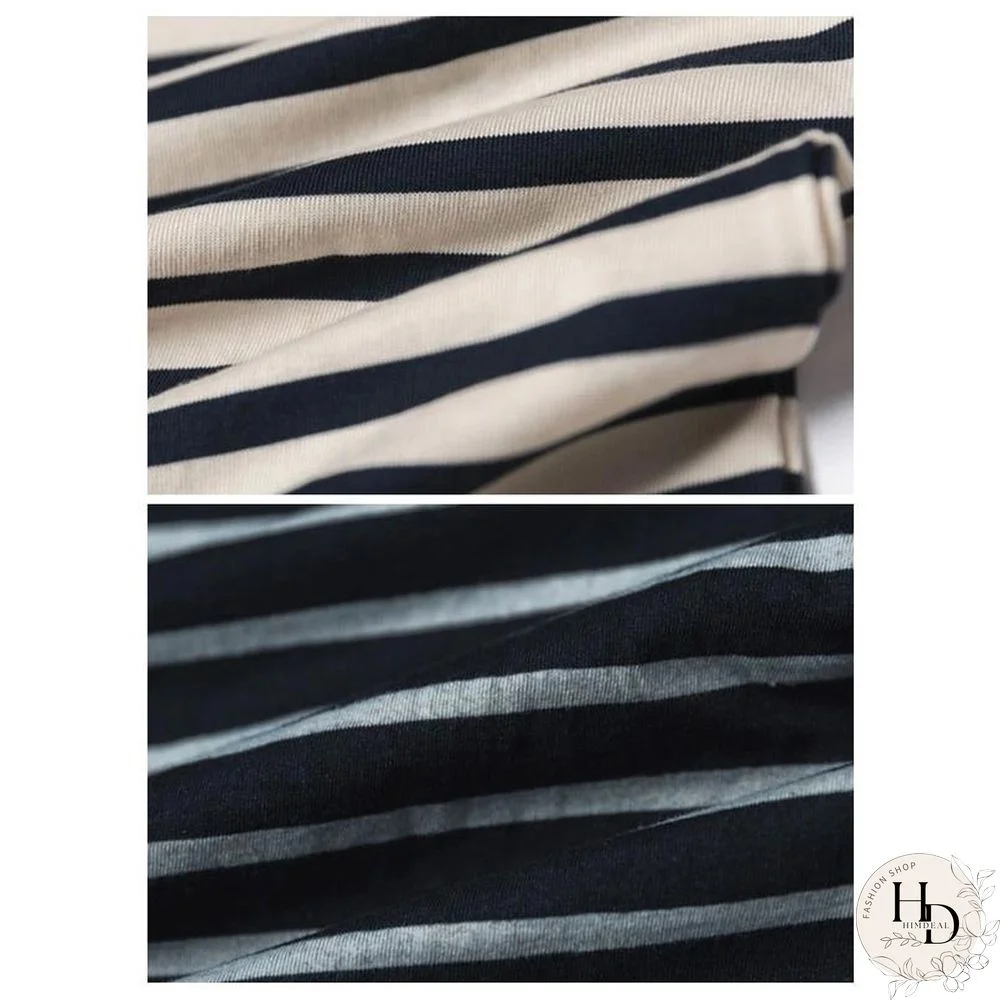 French Sailor Style Boat Neck Breton Striped Short-Sleeved T