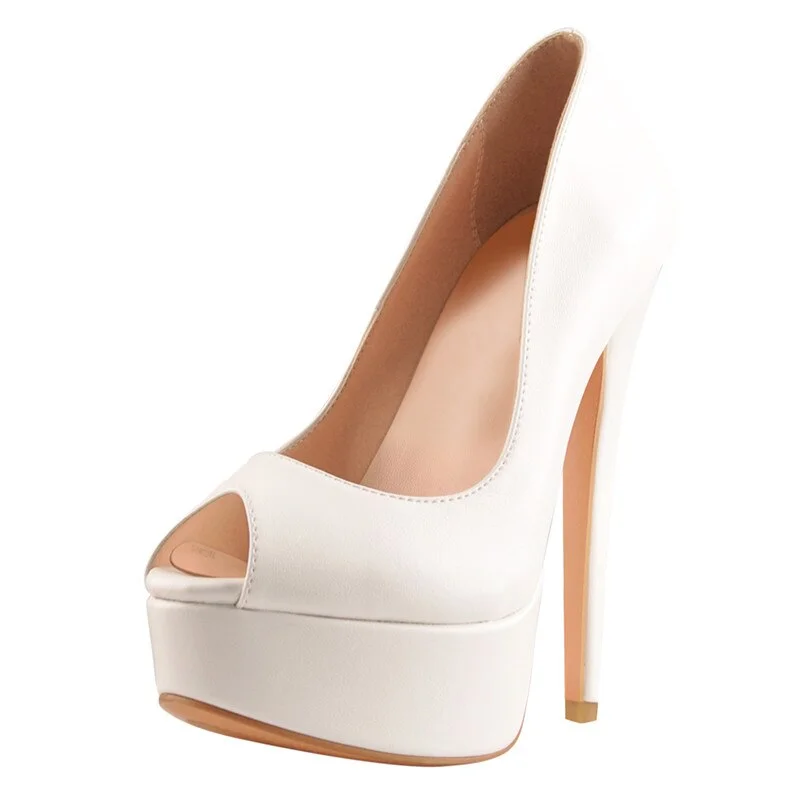 Onlymaker Women's Peep Toe Pumps Platform Fashion Spike Pumps Extremely High Heel Party Wedding Slip On Shoes Big Size Heels