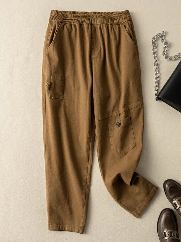 100% Natural Fabric Loose Harem Pants With Pockets