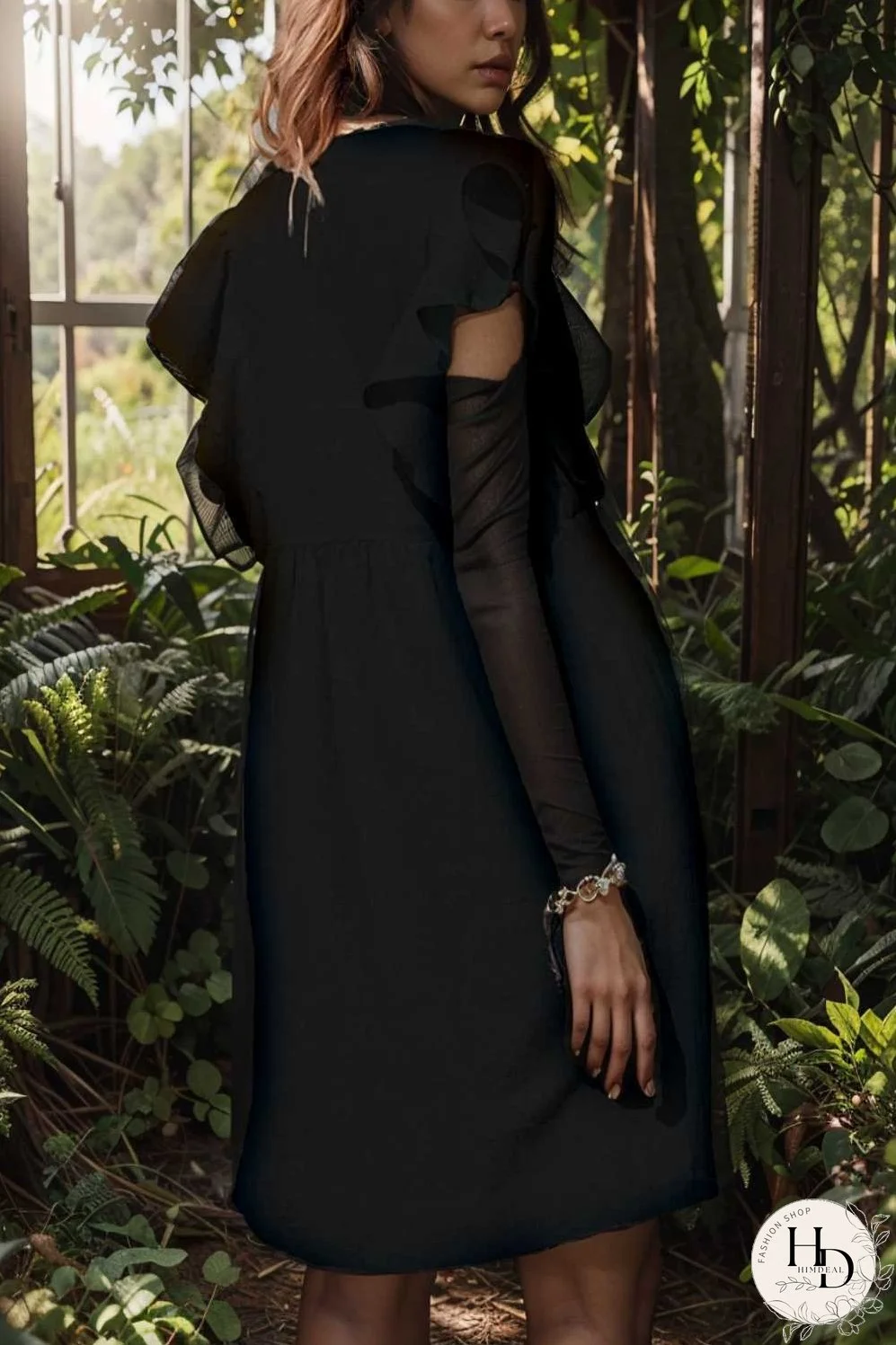 v neck button up all match fashion mini dress