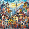 Colorful Town-11CT Stamped Cross Stitch 50*50cm/19.69*19.69in tapestrymarket