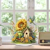 (US Only)Acrylic 2D Flat Print DIY Sunflower Birdhouse Diamond Art Tabletop Decorations