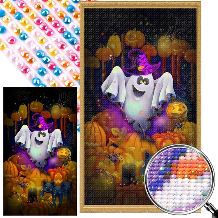Partial AB Drill - Full Round Diamond Painting - Halloween Trick Or Treaters 40*70CM