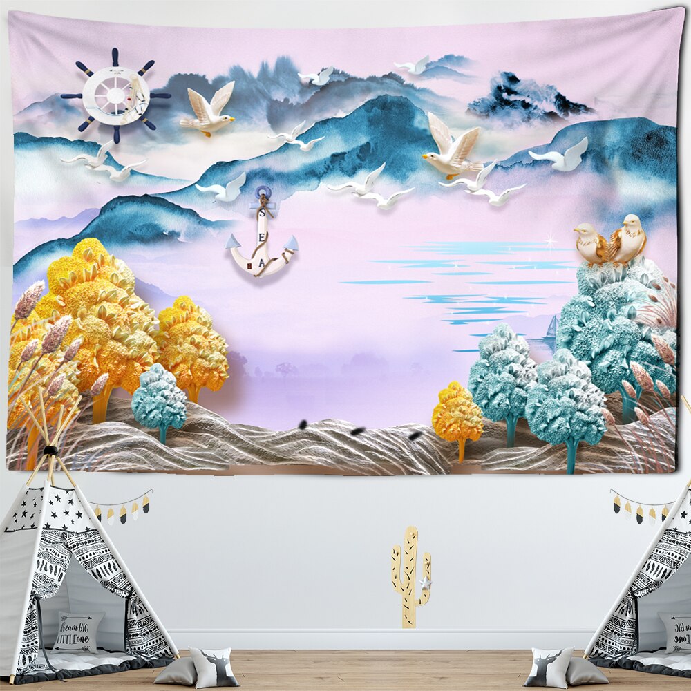 

Wall Tapestry - 3D Goldfish Flowers-150*130cm, 501 Original