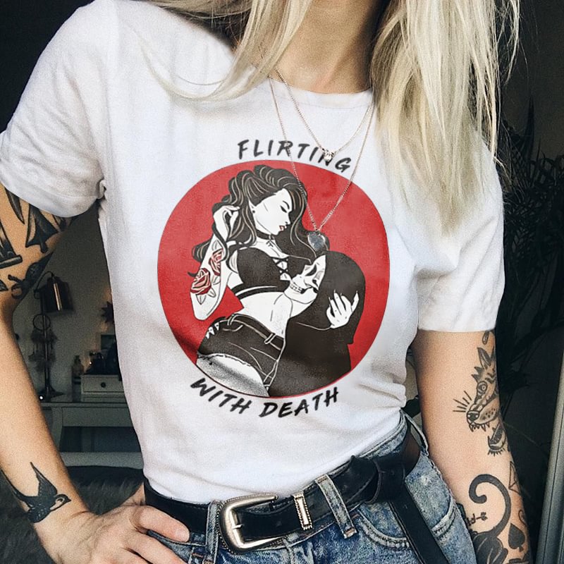 Flirting With Death Printed Women T-shirt