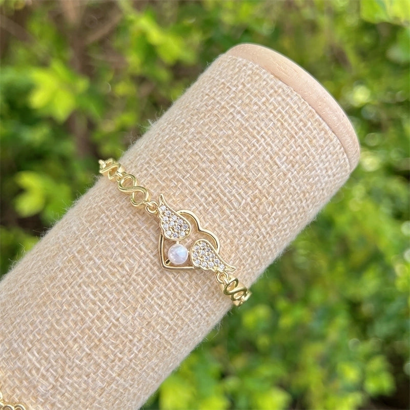 Copper 18K Gold Plated Minimalist Classic Style Plating Inlay Devil’s Eye Heart Shape Eye Zircon Bracelets