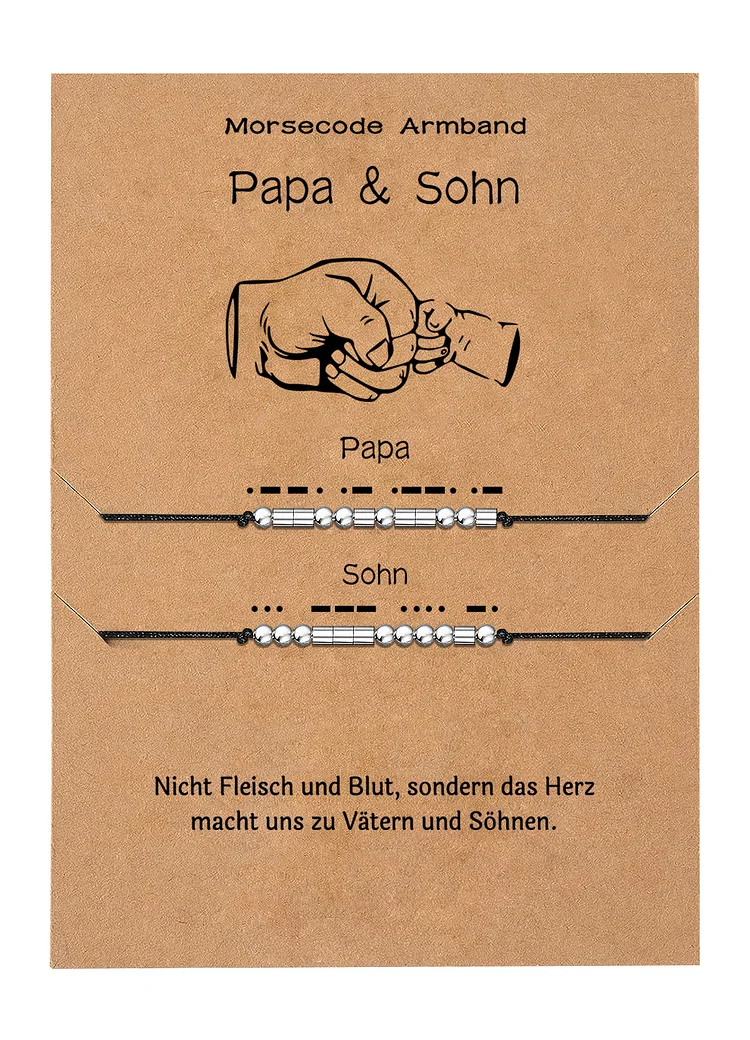 Kettenmachen Familie Morsecode Armbänder Set-Papa & Sohn-Geschenk mit Nachrichtenkarte