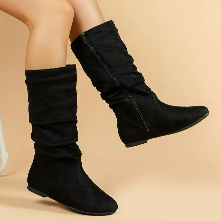 Fashion Slouch Mid-Calf Flat Boots 