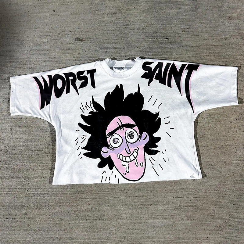Vintage Worst Saint Drop Graphic Cotton T-Shirt - Sopula｜Premium Graphic Tees & Graphic Clothing