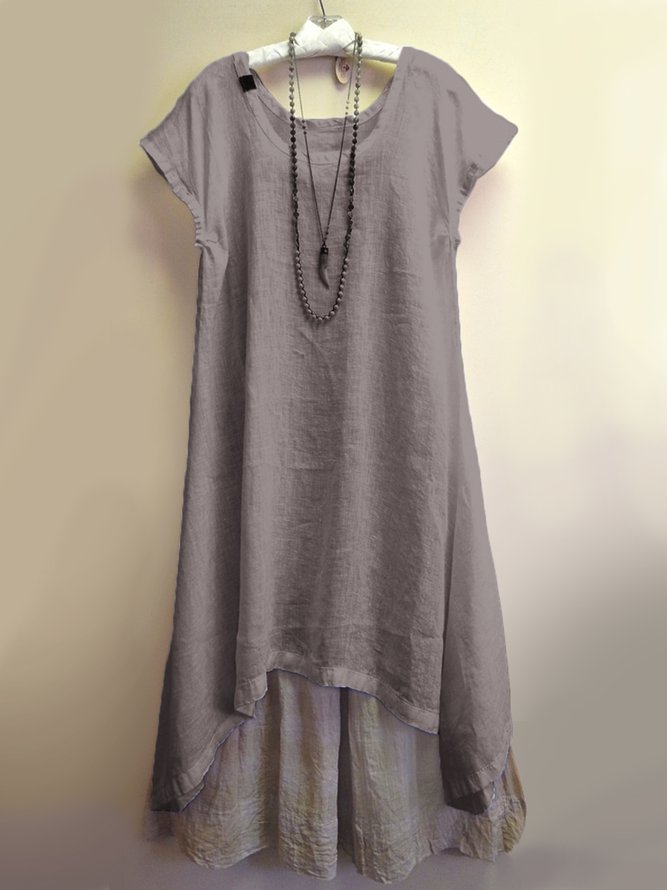 Crew Neck Women Dresses Shift Daytime Solid Dresses Zaesvini
