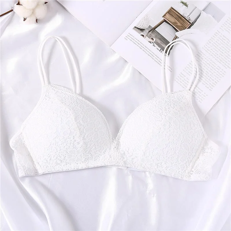 Sexy Lace Bra for Women Push Up Bras Female Bralette Wireless Brassiere Solid Color Floral Lingerie Underwear A/B Cup Back Cross
