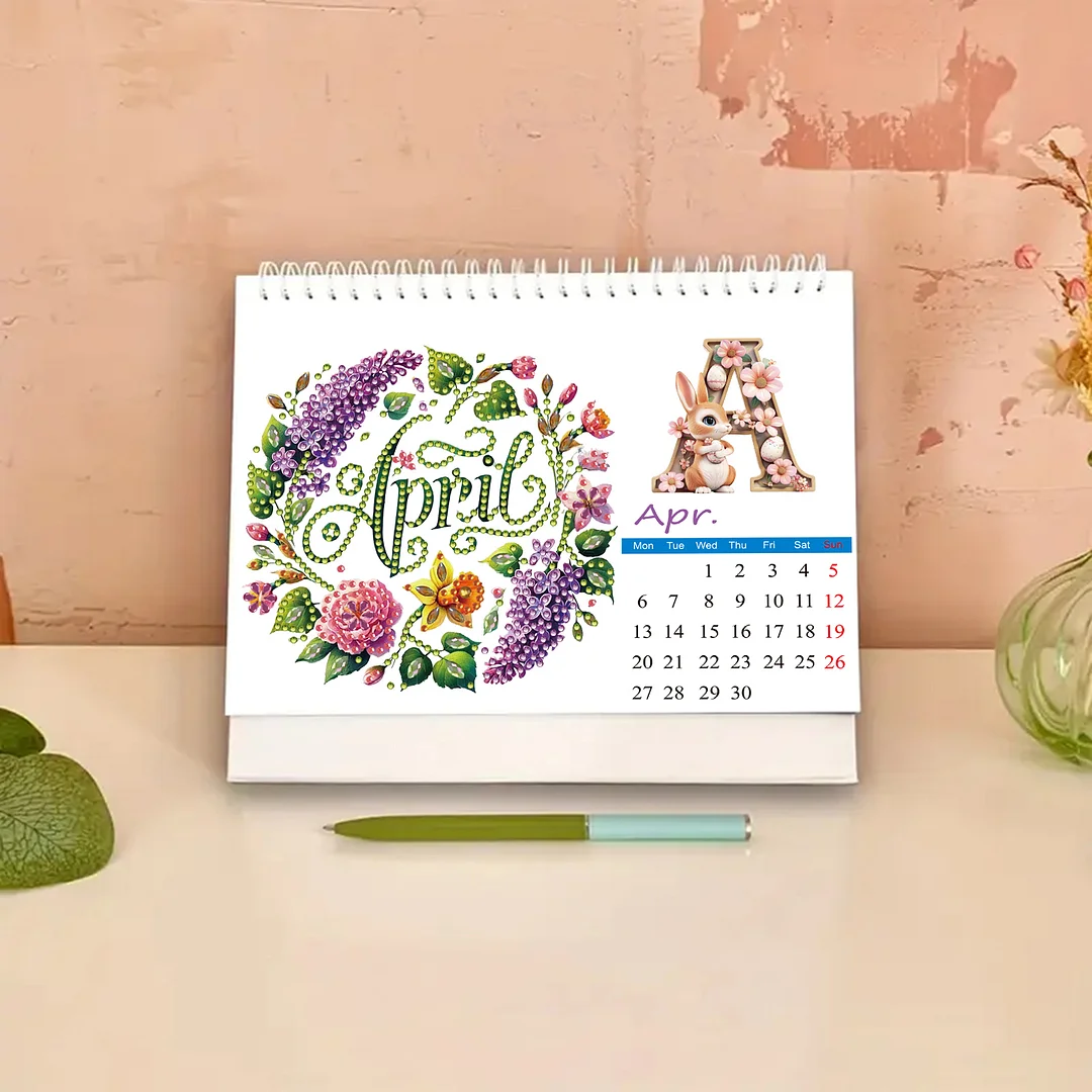 2026 Calendar Diamond Painting Kit DIY Diamond Art Desk Calendar for Home Office