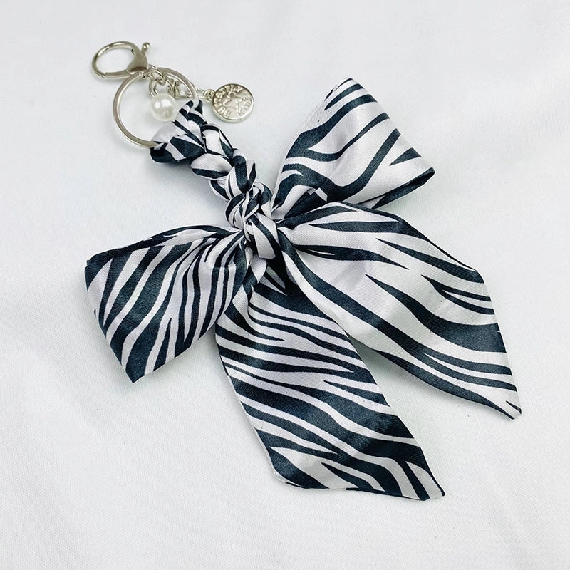 Sweet Minimalist Bow Knot Cloth Metal Unisex Bag Pendant Keychain
