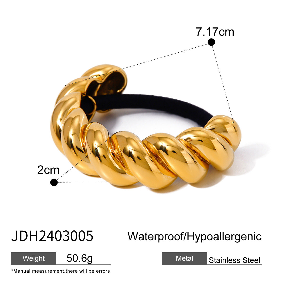 IG Style Ellipse Stainless Steel Electroplating Hair Ties