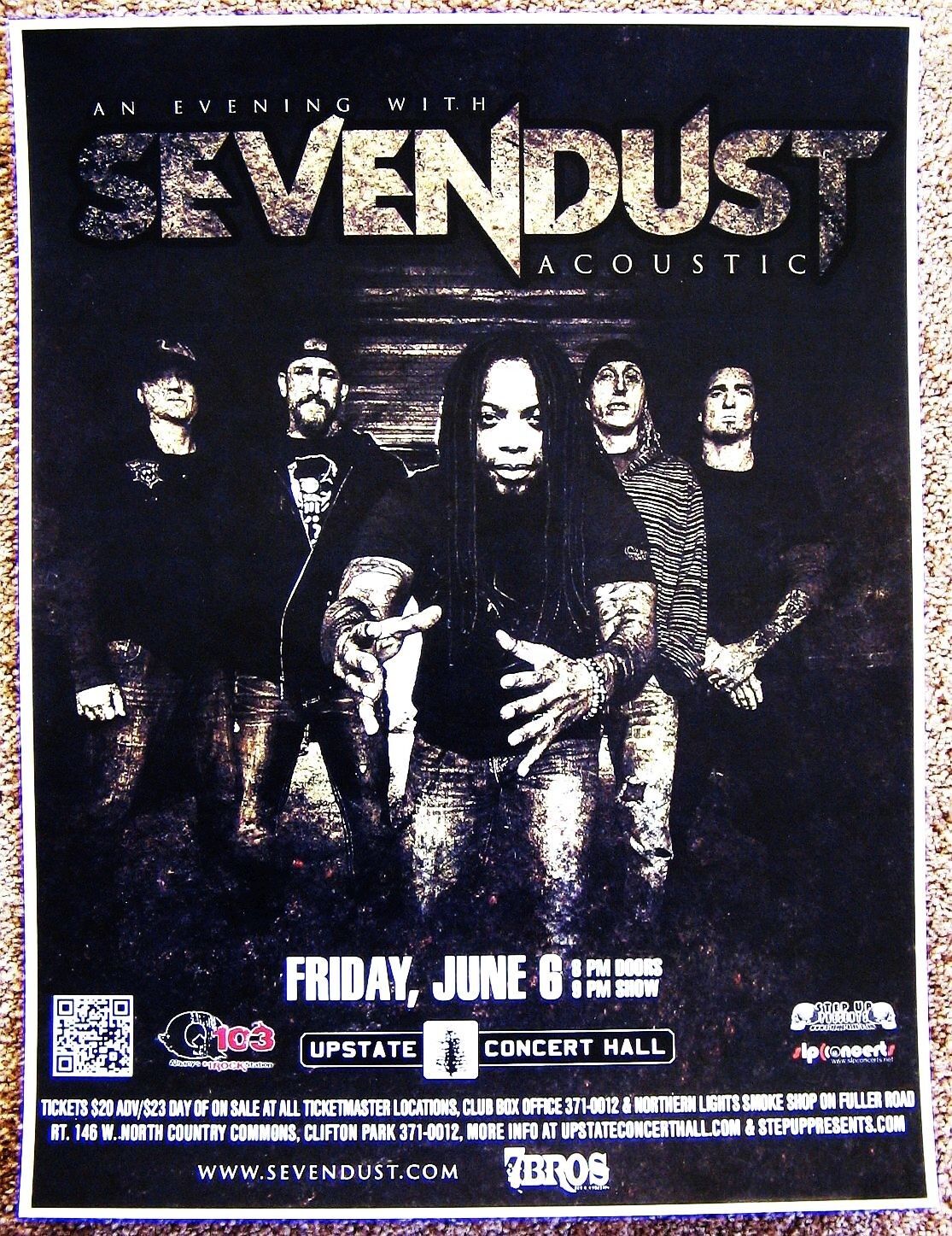 SEVENDUST 2014 Gig POSTER Concert Clifton Park NY