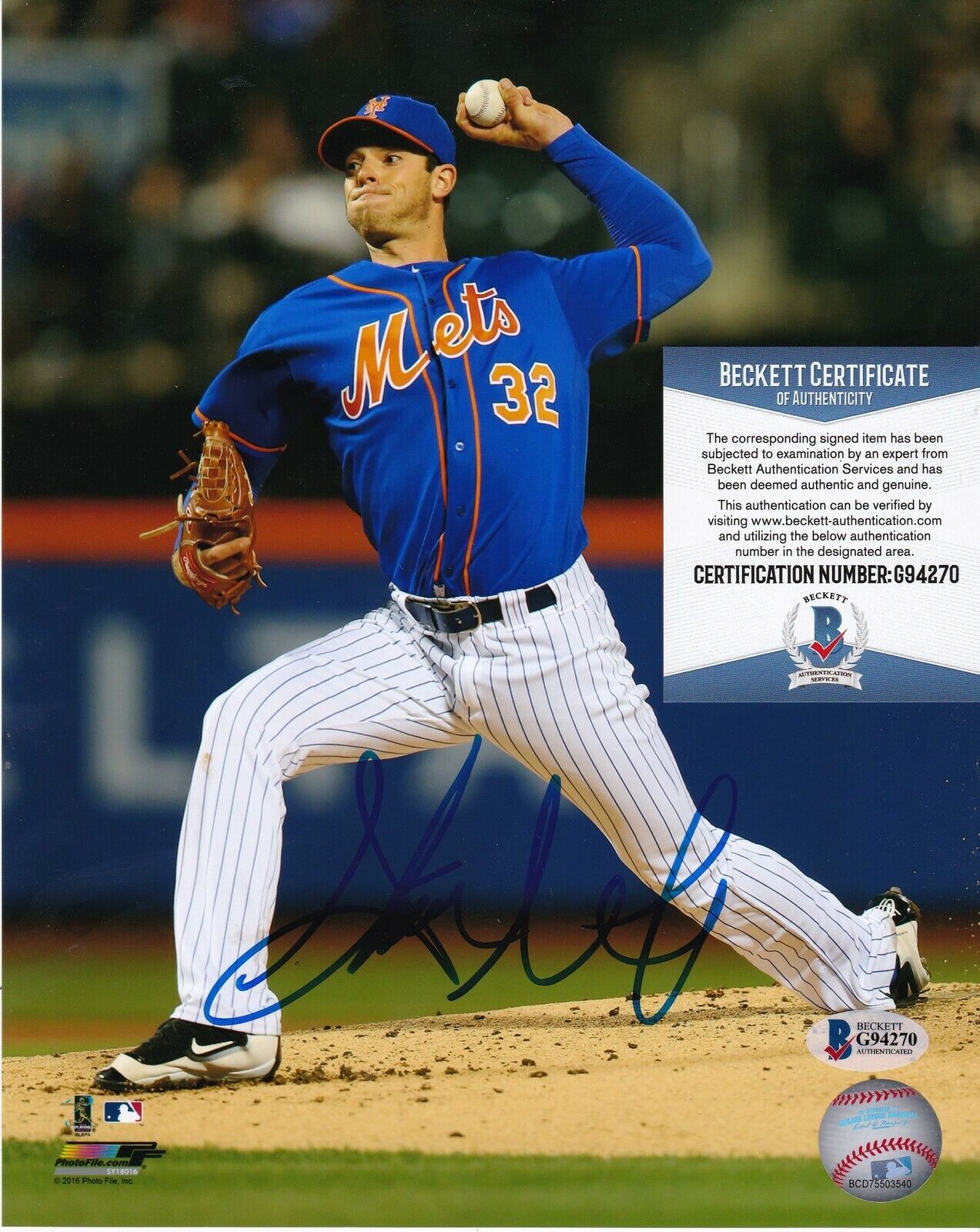 STEVEN MATZ NEW YORK METS BECKETT AUTHENTICATED ACTION SIGNED 8x10