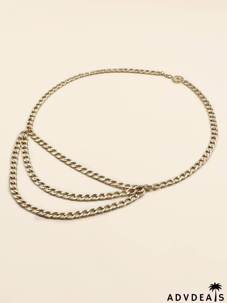 Floral Charm Layered Chain Belt