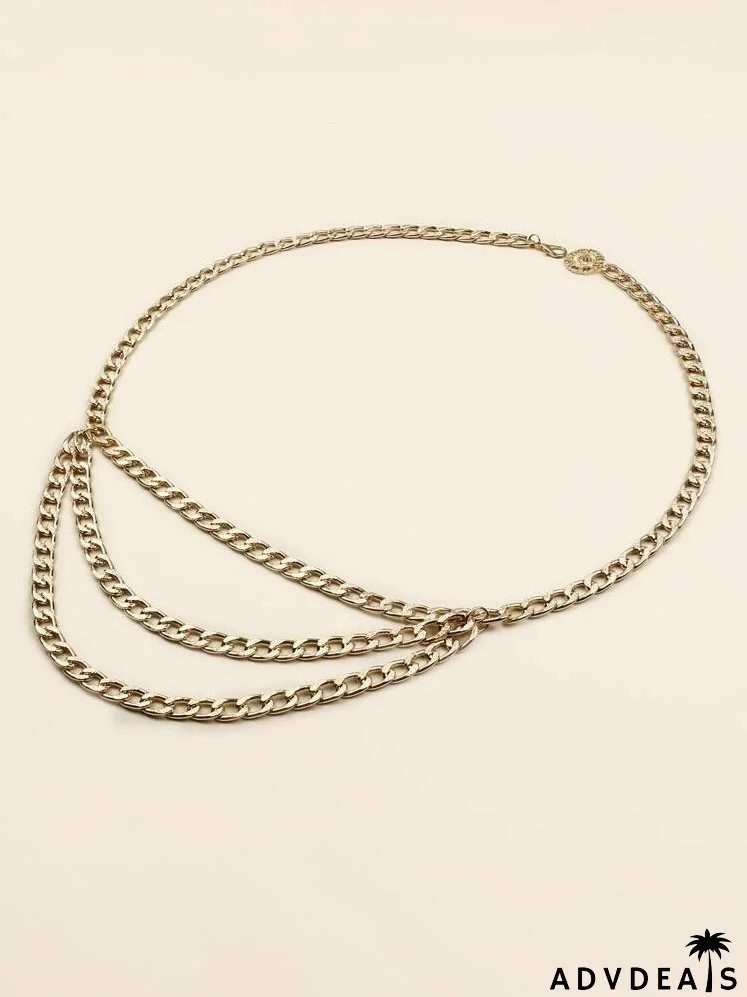 Floral Charm Layered Chain Belt