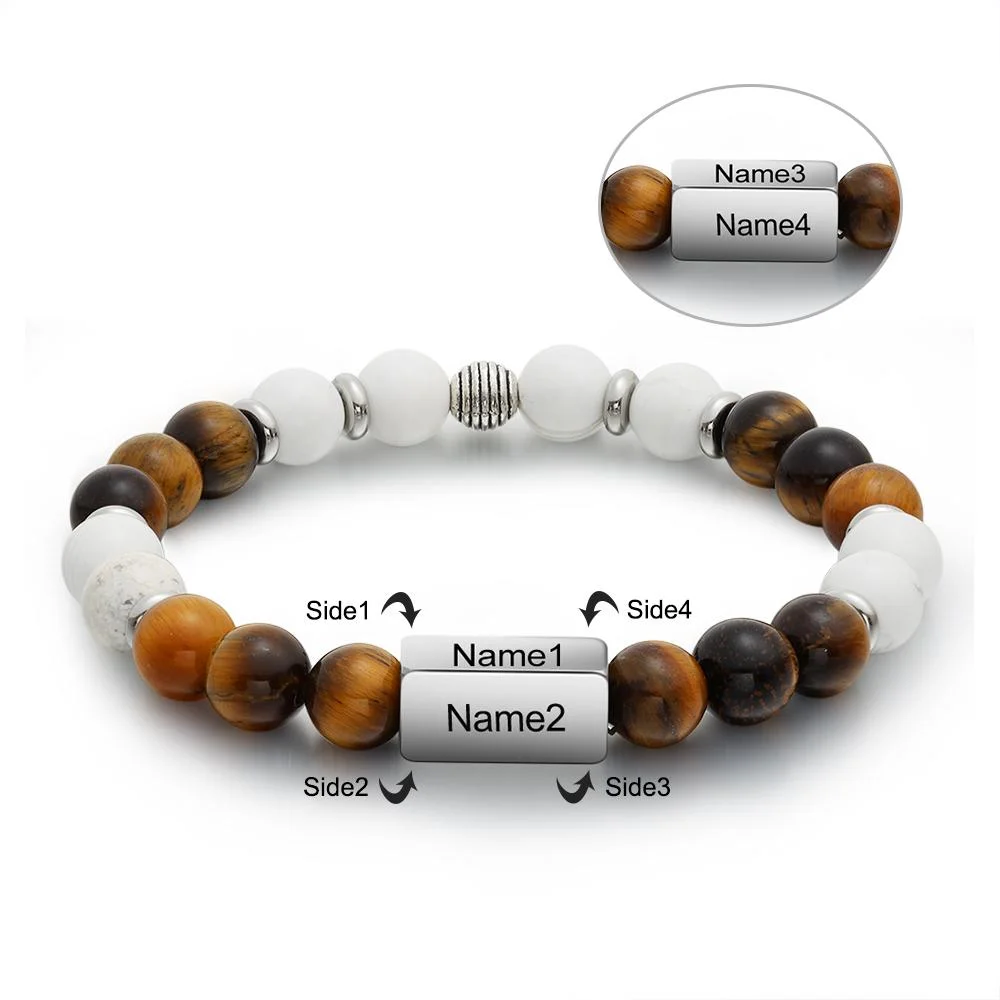 Perlen Armband mit 4 Namensgravuren Kettenmachen