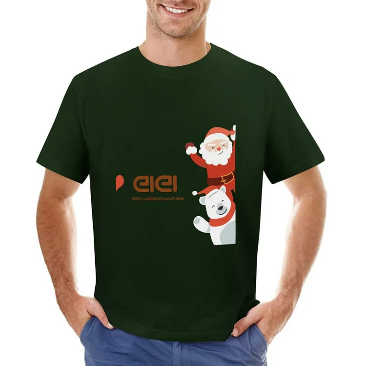 Christmas Santa And Bear Greet Designable Men's T-shirt	