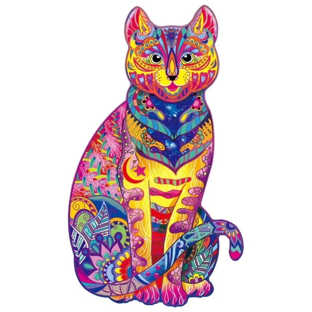 Wooden Jigsaw Puzzle Mysterious Cat、bestdiys、sdecorshop
