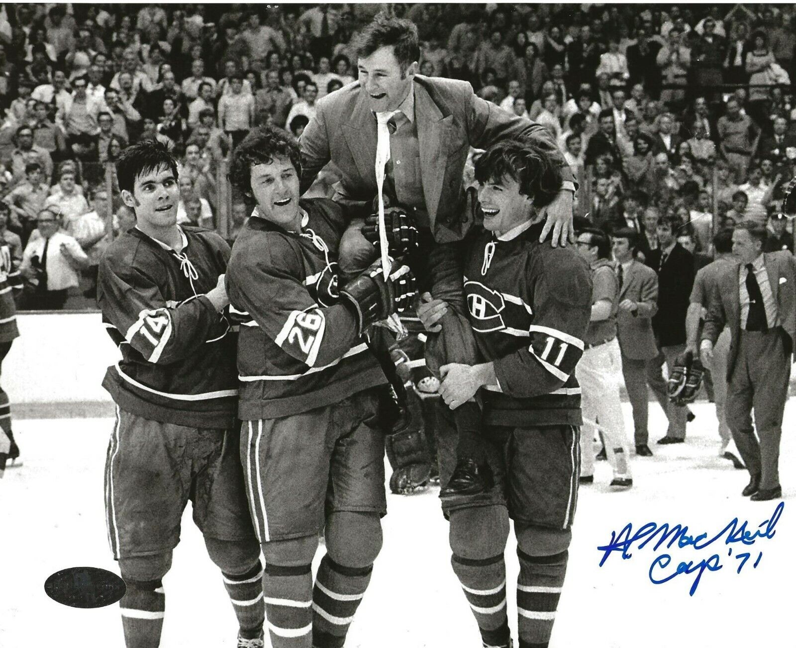 Al MacNeil signed Montreal Canadiens Stanley Cup 8x10 Photo Poster painting autographed