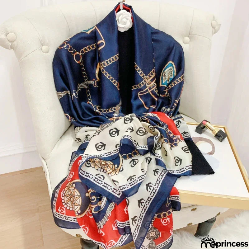 Women's Silk Neck Wrap Printed Pattern Trendy Beach Scarves