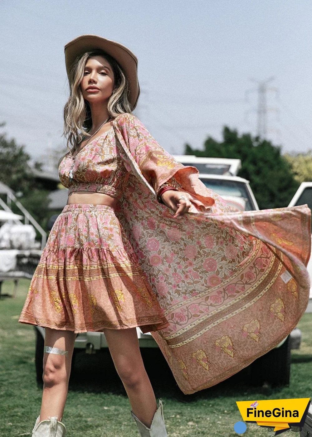 Women's Chic Meadow Boho Kimono Dress