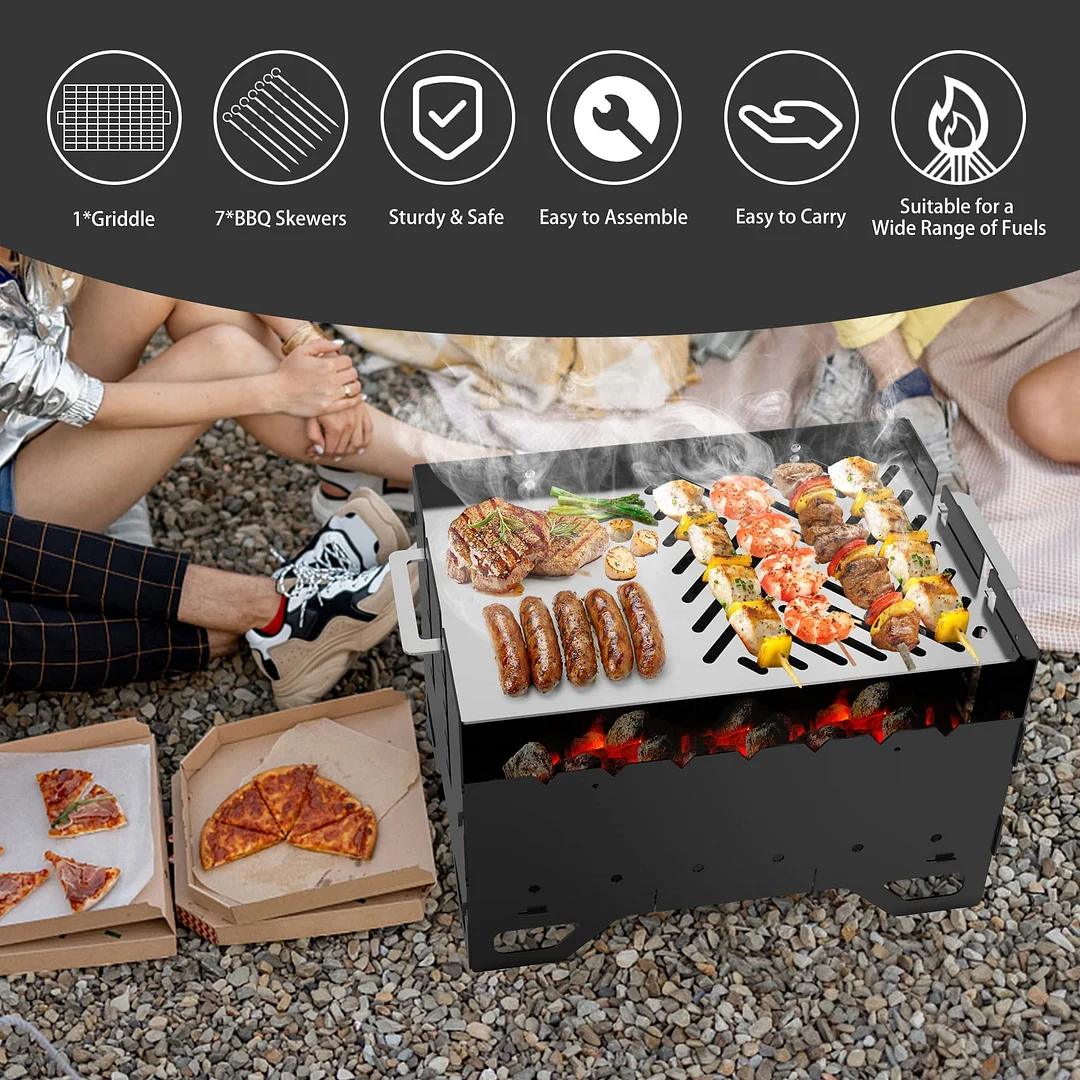 Foldable Charcoal Grill Barbecue Smoker 