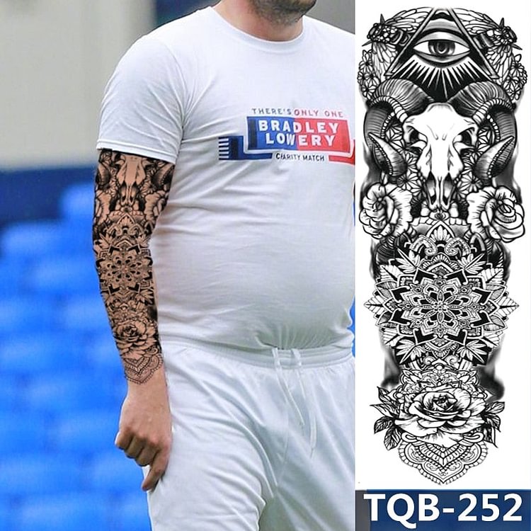 1 Sheet Old School Large Arm Sleeve Tattoo,Waterproof Full Temporary Tattoo Sticker Men Lion Body Art Tattoo Girl