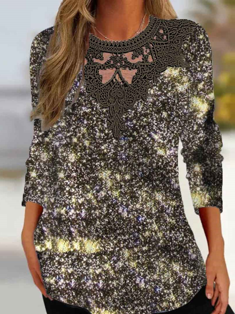 Women Long Sleeve V-neck Graphic Floral Printed Top