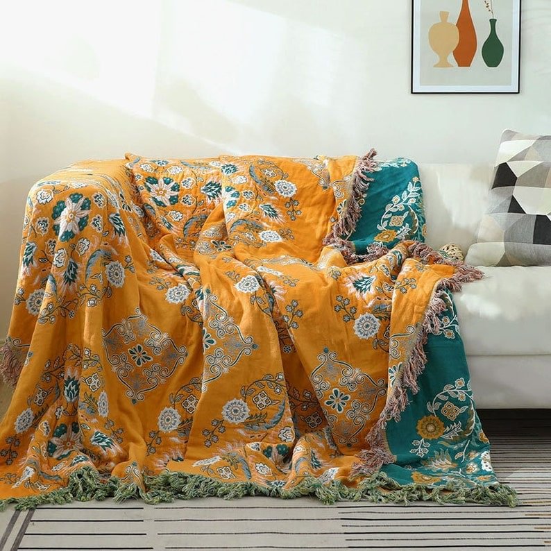 Four Layers Cotton Queen Blanket 100% cotton bedcover Sofa Blanket