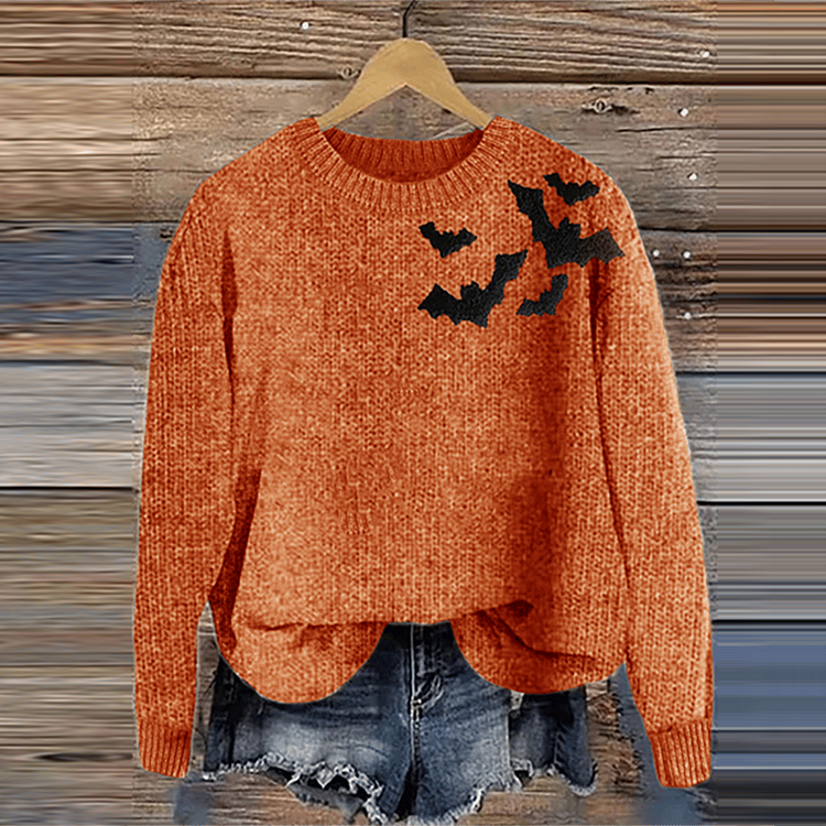 Women's Halloween Print Cozy Knit Sweater