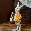 Easter Bunny Figurine with Top Hat and Pocket Watch Cute Small Bunny Table Clock for Spring Home Table Decor Party Supplies Gifts