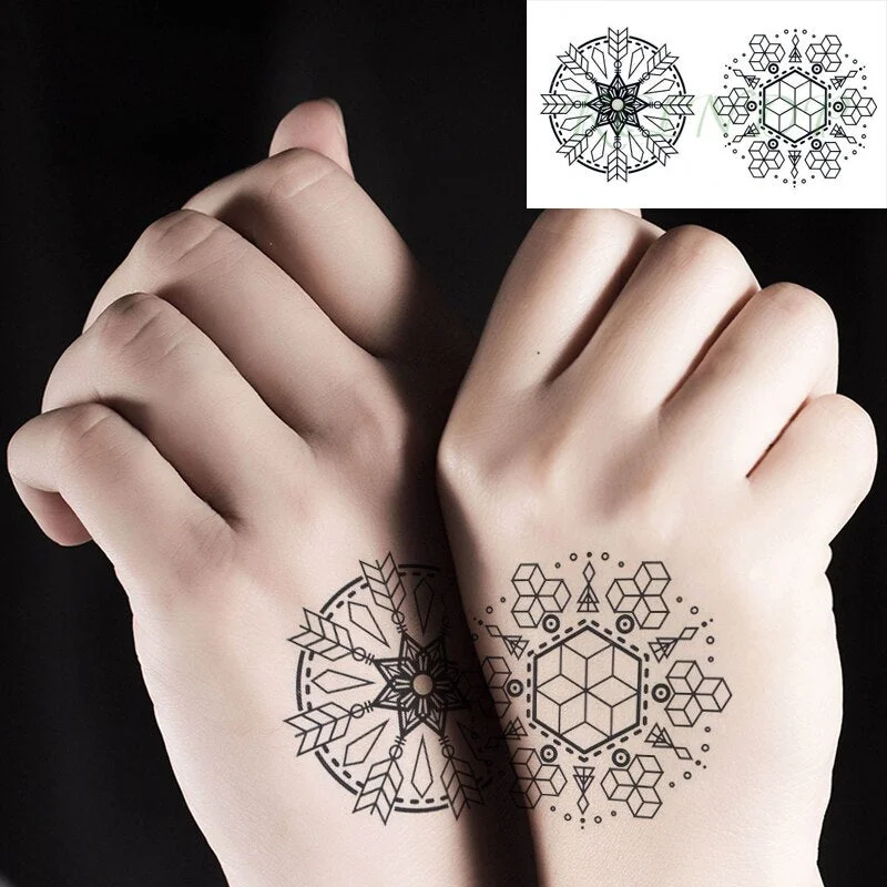 Waterproof Temporary Tattoo Sticker Arrow Geometric Circle Element Flash Tatoo Fake Tattoos for Men Women