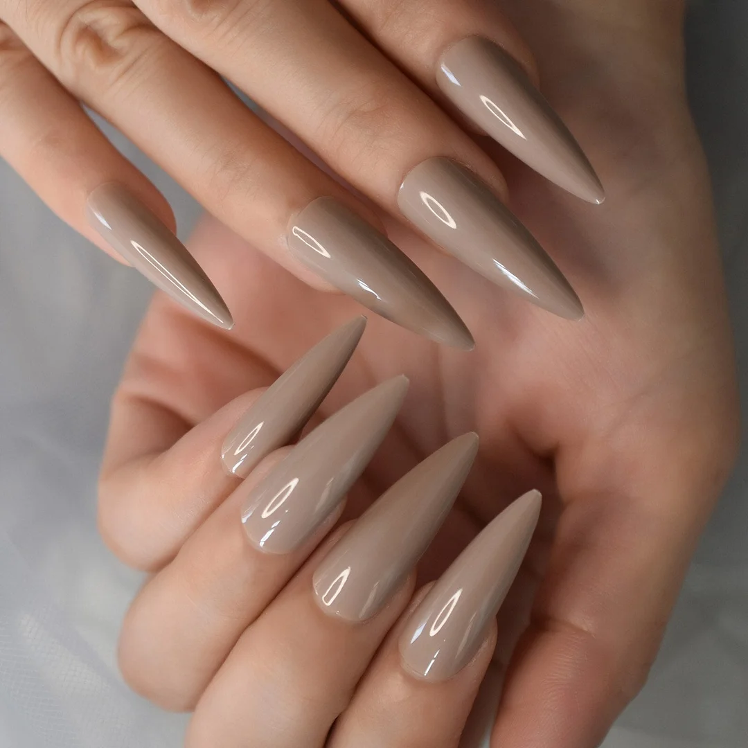 Dark Green Long Stiletto Artificial Press On Nails Sharp Full Cover Glossy Gel False Unas Acrylic Fake Nail Salon Finger Salon-Nail Inspo