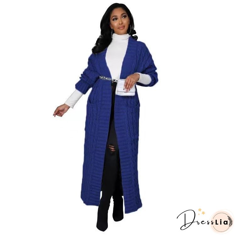 Women's Fashion Casual Long-sleeved Long Solid Color Sweaters