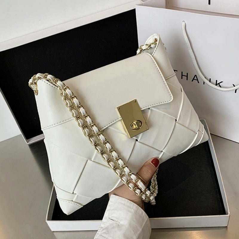 Woven Square Crossbody Bag 2021 Fashion New High Quality PU Leather Women's Designer Handbag Chain Shoulder Messenger Bag