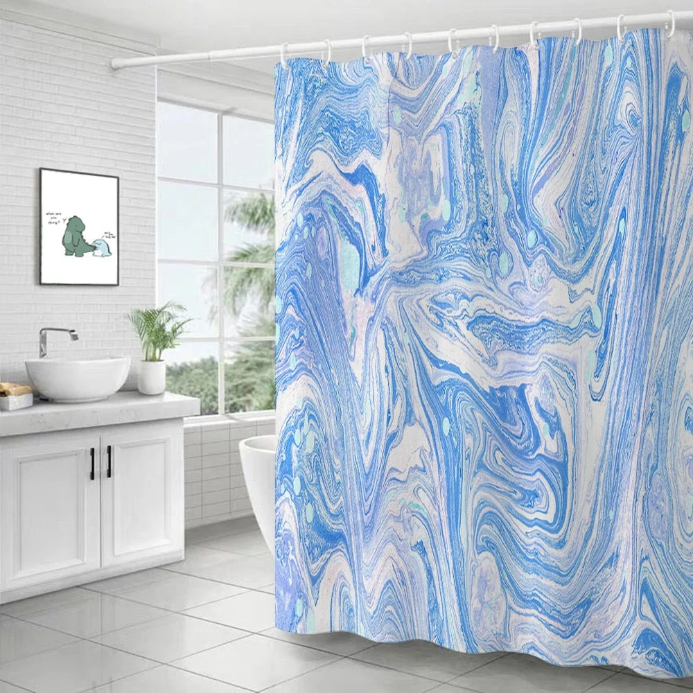 Polyester Abstract Marble Shower Curtain 3D Stripe Printing Colorful Bathroom Curtains Waterproof Fabric Bath Curtain Decor