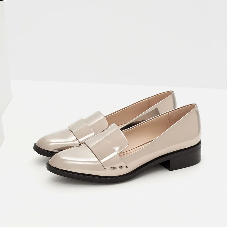Nude Round Toe Comfy Flat Loafers for Women |FSJ Shoes