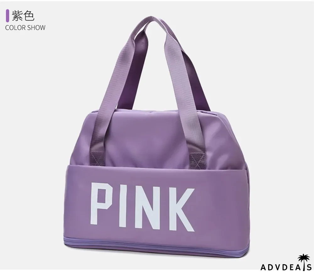 PINK Letter Print Dry and Wet Separation Extend Bag