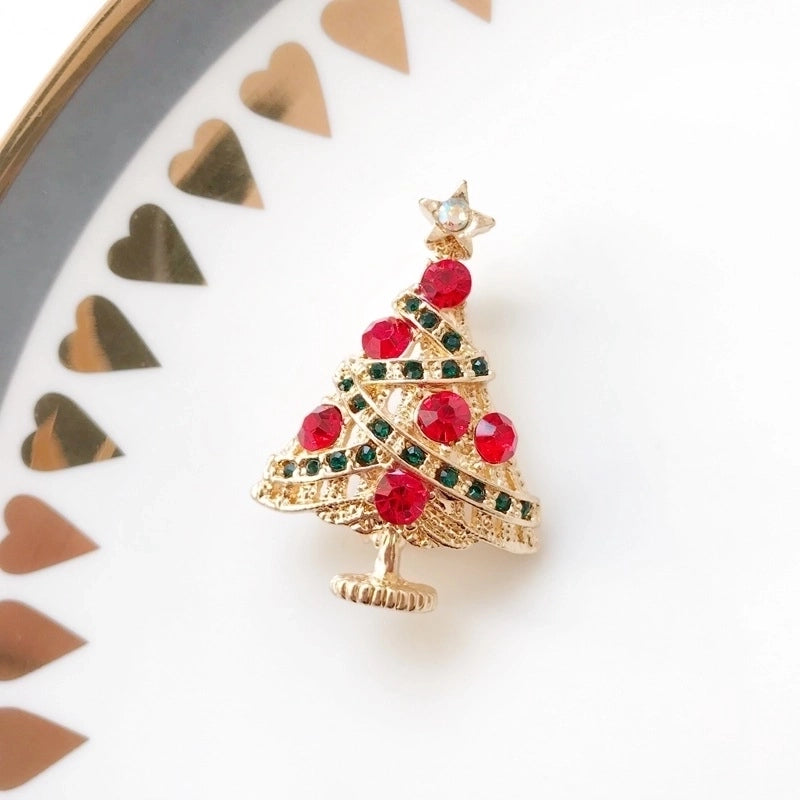 Cute Pin Christmas Tree Snowman Alloy Rhinestone Enamel Women’S Brooches