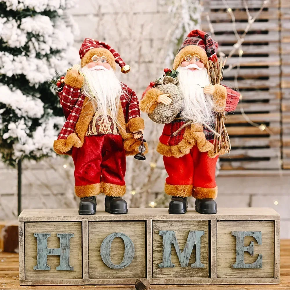 Tegooe 30CM Plush Santa Claus Doll Christmas Desktop Ornaments New Year Gift