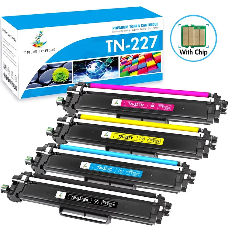 TN227 High Yield Toner Cartridge 4-Pack Compatible for Brother TN227 TN-227 TN223 TN227BK TN-227BK/C/M/Y MFC-L3770CDW MFC-L3750CDW HL-L3290CDW HL-L3270CDW HL-L3230CDW L3210CW MFC-L3710CW Printer Ink