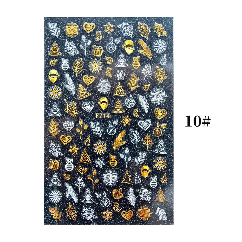 2021 NEW Christmas Slider Nail Art Water Decals Decoration Snowflake Nail Art Sticker DIY Manicures Water Transfer Foil Xmas Gif-Nail Inspo