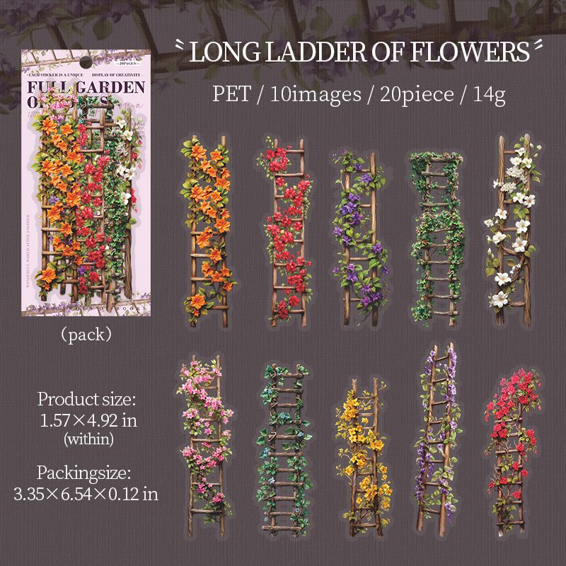 PET Sticker - Bookish Fragrance Fills The Garden Series Vintage Flower Book Landscape 