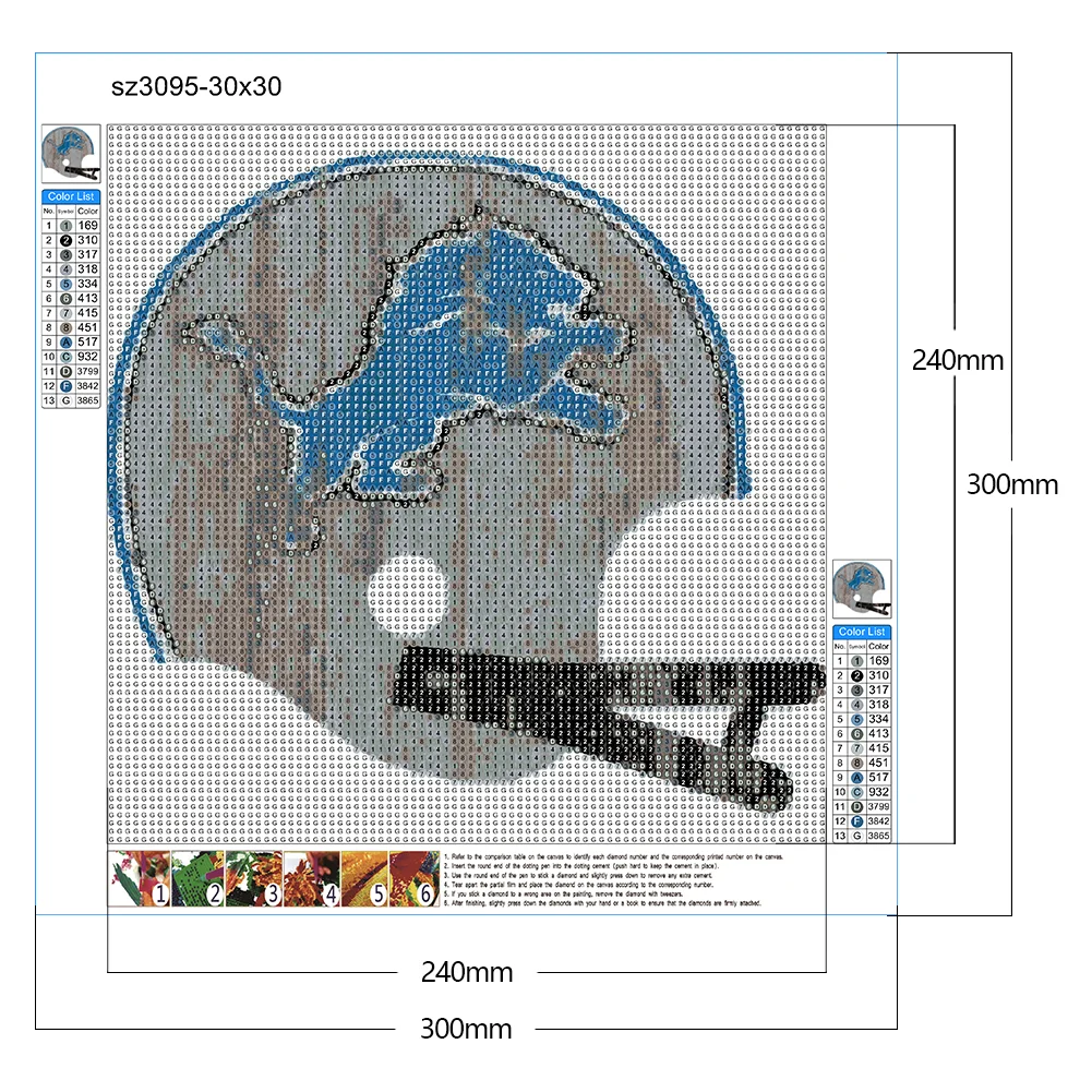 Diamond Painting - Full Round Drill - Detroit Lions(30*30cm)