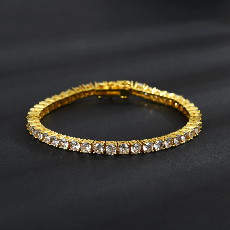 Explosions Tennis Chain Necklace Zircon Bracelet Fashion Brand Hip-hop Copper Plated 18K Gold Bracelet Jewelry For Men And Women