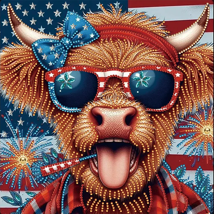 Independence Day Cow Consumption 30*30cm (Canvas) Special Shaped Drill Diamond Painting gbfke